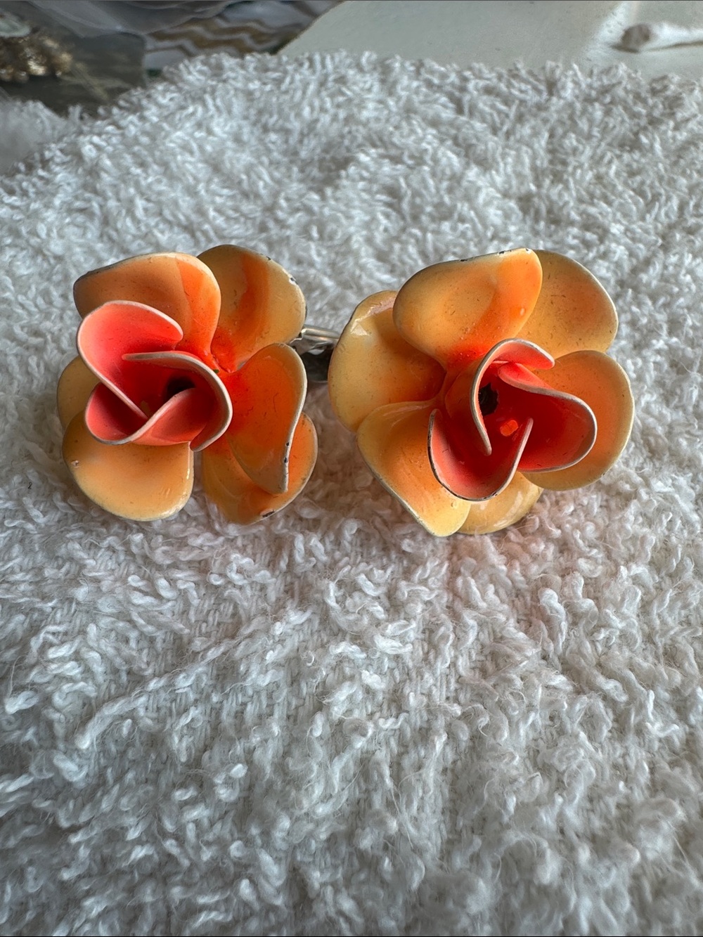 Vintage enamel clip-on earrings